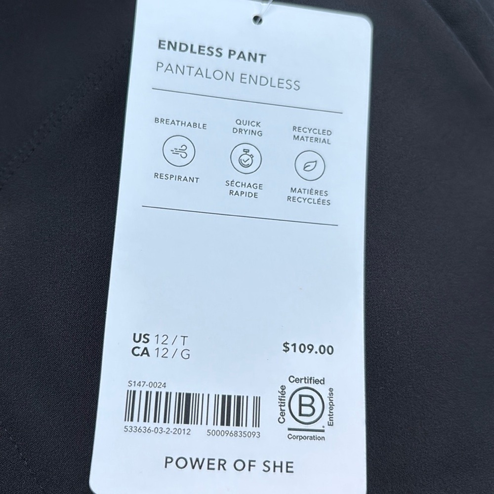 NWT Athleta Endless Black Pants size 12/T - Picture 10 of 10